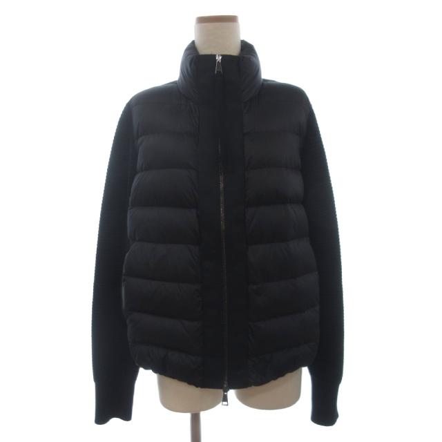 【中古】モンクレール MONCLER MAGLIONE カーディガン ダウンジャケット ブルゾン フルジップ ニット 切替 黒 L