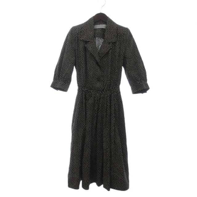 【中古】ジバンシィ GIVENCHY BOUTIQUES ワンピース ロング丈 七分袖 スター 総柄 黒 ブラック レディース