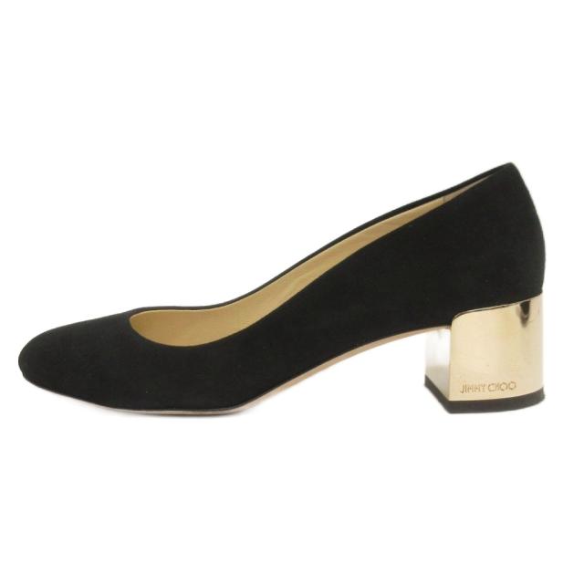 【中古】ジミーチュウ JIMMY CHOO パンプス チャンキーヒール スエードクロス 黒 黒いこと 36 レディース