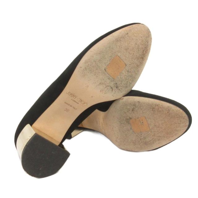 【中古】ジミーチュウ JIMMY CHOO パンプス チャンキーヒール スエードクロス 黒 黒いこと 36 レディース