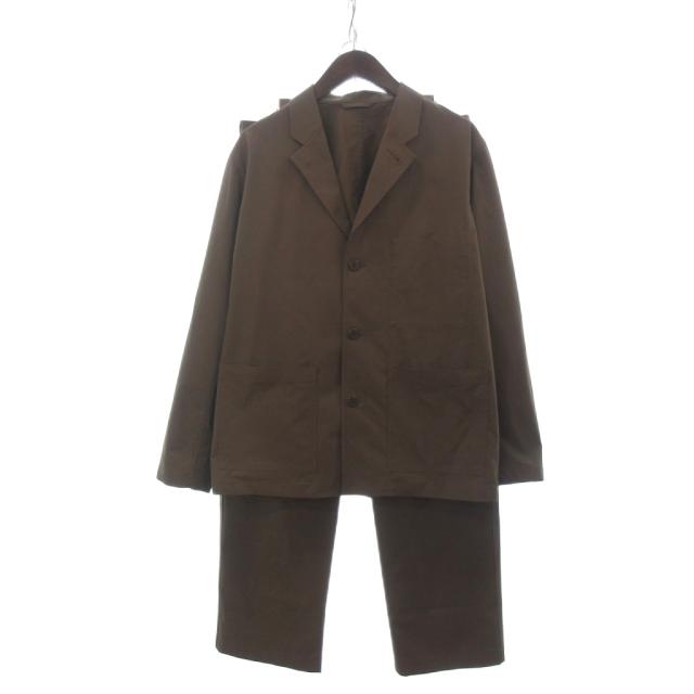 【中古】ユニクロ UNIQLO C 美品 セットアップ イージーワークジャケット パンツ 無地 476645 475601 茶 ブラウン L M