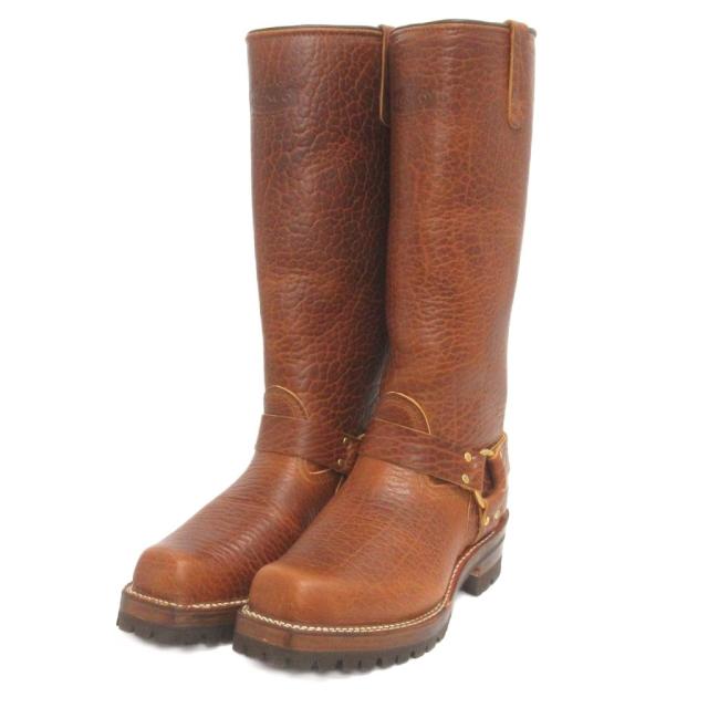 【中古】未使用品 ウエスコ WESCO ロングブーツ バイソンレザー リングハーネス スクエアトゥ 茶 ブラウン 10EE