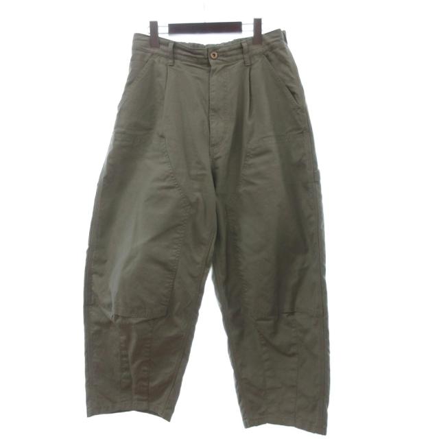 【中古】イズネス 美品 26SS Double-Knee Balloon Painter Pants パンツ ジッパーフライ ワイド ダブルニー 緑 M