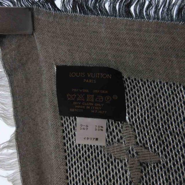 【中古】ルイヴィトン LOUIS VUITTON 美品 モノグラム ネオナット ショール M73677 LVロゴ スクエア 大判 黒_4