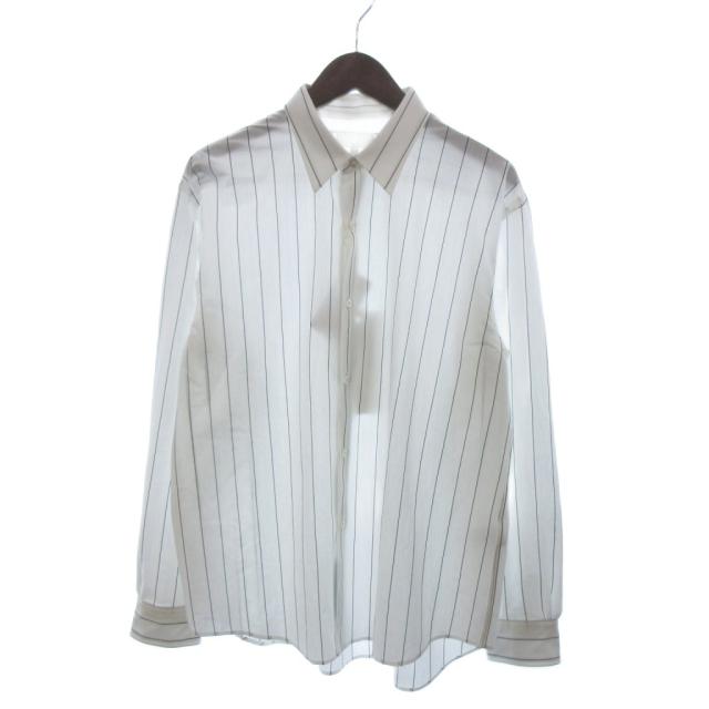 【中古】未使用品 KANEMASA PHIL. タグ付き 26SS 46G Stripe Modest Shirt カジュアルシャツ 長袖 ストライプ 白 M