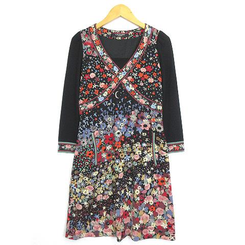 中古 レオナール Leonard ワンピース ひざ丈 ミディアム 7分袖 花柄 黒 ブラック 1 Ibs41 レディースの通販はau Pay マーケット ブランド古着のベクトル