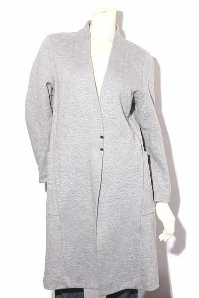 中古】QTUME クチューム COLLARLESS COAT ノーカラー コート 38 GRAY