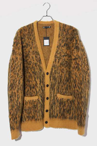 【中古】2 未使用品 2022AW MINEDENIM マインデニム Kid Mohair Leopard Knit Long Cardigan ニット カーディガン