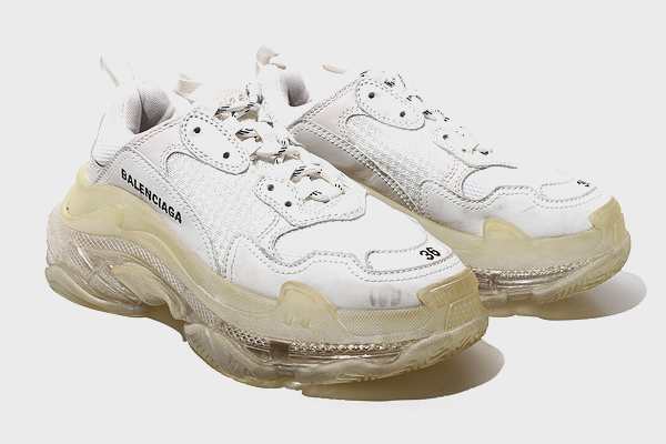 中古】24cm BALENCIAGA バレンシアガ Triple S Clear Sole White Women