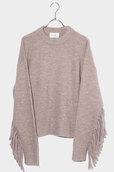 中古】未使用品 CLANE クラネ FRINGE SLEEVE KNIT TOPS フリンジ ...