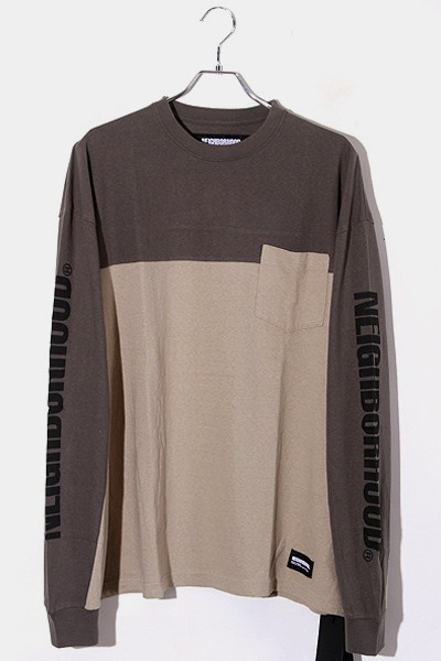 中古】未使用品 23AW ネイバーフッド BICOLOR CREWNECK LS 長袖Tシャツ