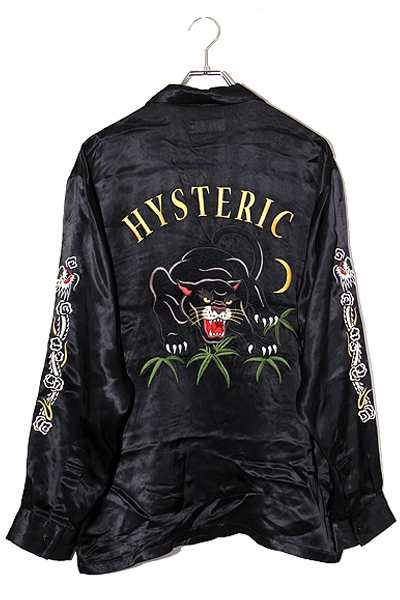 【中古】24SS HYSTERIC GLAMOUR ヒステリックグラマー BLACK PANTHER刺繍 スーベニアシャツ XL ブラック /● メンズ