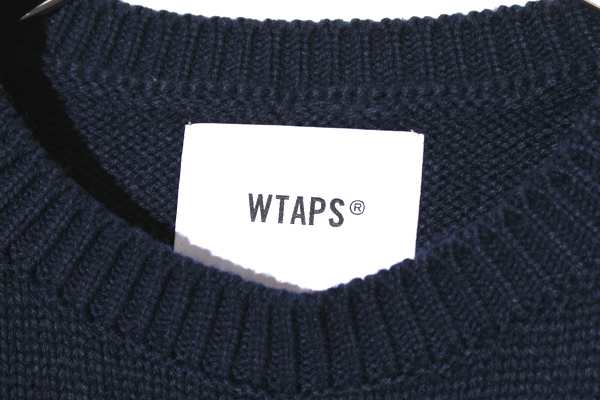 【中古】23AW WTAPS SIZE:3 CREW NECK 02 / SWEATER / POLY. SIGN セーター NAVY ネイビー 232MADT-KNM05/● メンズ