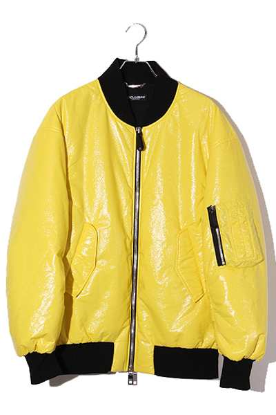 【中古】DOLCE&GABBANA SIZE:XS エナメル加工 中綿フライトジャケット ボンバージャケット YELLOW イエロー/● メンズ