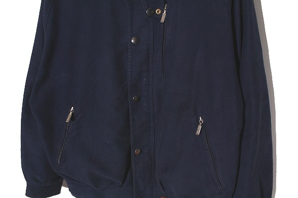 【中古】90s Barbour バブアー MOLESKIN BLOUSON 3ワラント モールスキン ブルゾン レザーカラー ジャケット L