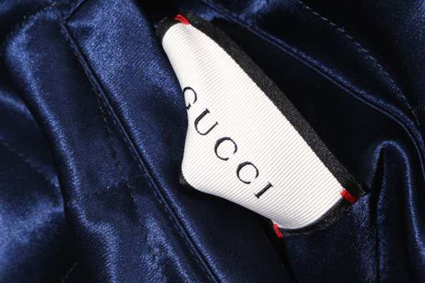 【中古】GUCCI グッチ SIZE:44 アームサイドロゴ サテンリバーシブルブルゾン ボンバージャケット NAVY /● メンズ