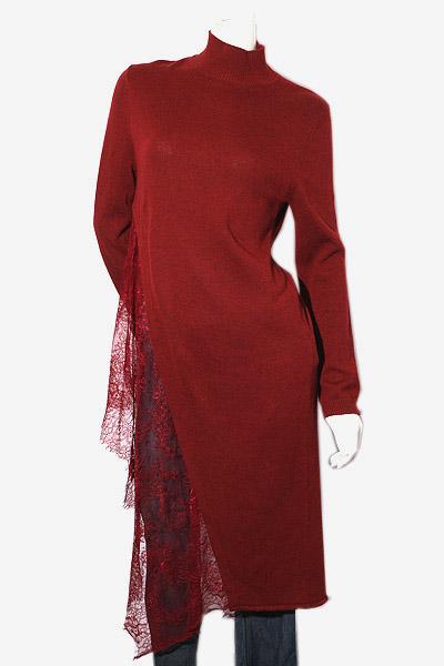 【中古】REKISAMI レキサミ レース ハイネック ニット ロングワンピース 1 BURGUNDY バーガンディ /◆☆ レディースの通販は 5,727円