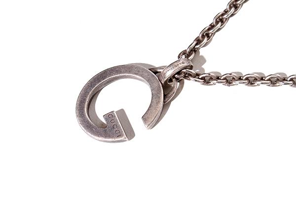 GUCCI ネックレス シルバー メンズ Gロゴ 44CM 中古】GUCCI グッチ Gロゴネックレス ペンダント SILVER