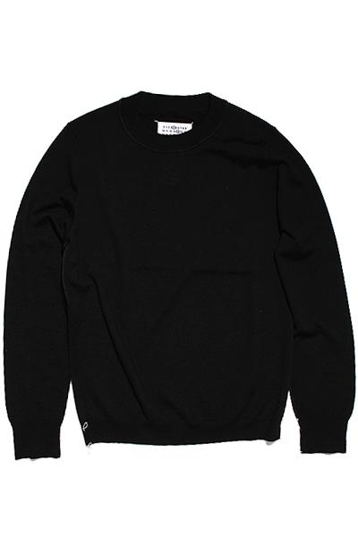 【中古】メゾンマルジェラ SIZE:S ほつれ加工 18ゲージ クルーネックニット セーター BLACK /● メンズ レディースの通販は