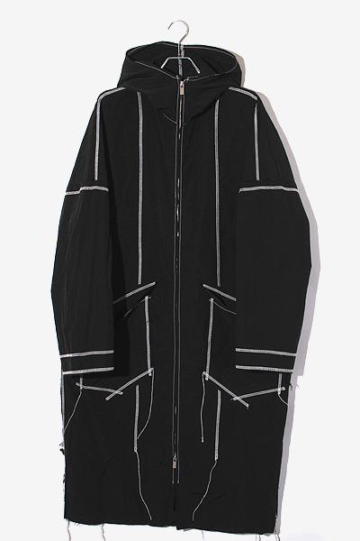 【中古】sulvam Over Rain Coat オーバー レインコート ジップアップ ナイロン フーデッドコート M ブラック /◆ メンズの通販は
