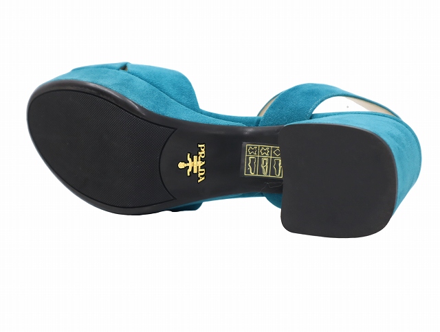 【中古】23.0cm PRADA プラダ Velvet ベルベット プラットフォーム ヒール サンダル パンプス Green グリーン /◆