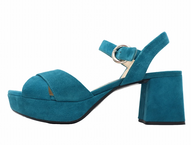 【中古】23.0cm PRADA プラダ Velvet ベルベット プラットフォーム ヒール サンダル パンプス Green グリーン /◆