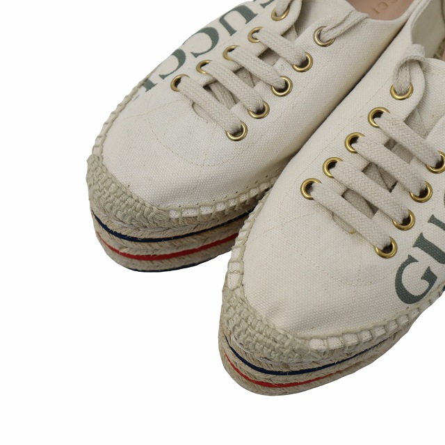 【中古】21.0cm GUCCI グッチ PAR AMOUR ヴィンテージロゴ プラット エスパドリーユ 厚底 スニーカー シューズ
