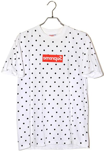 【中古】12SS シュプリーム コムデギャルソンシャツ Polka Dot Tee 反転 ボックスロゴ ドット 半袖Tシャツ L