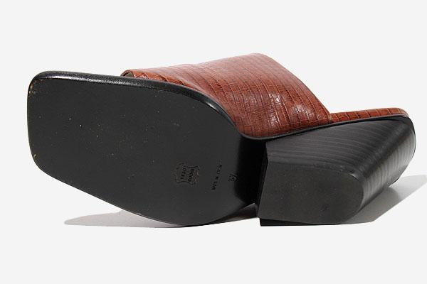 【中古】24〜24.5cm 未使用品 UNTISHOLD アンチショルド xio cancun leather ヒール レザー ミュール サンダル 37