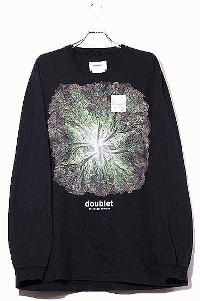 【中古】2022SS WISM × DOUBLET ウィズム ダブレット VEGE T-SHIRT ベジTシャツ カットソー M BLACK