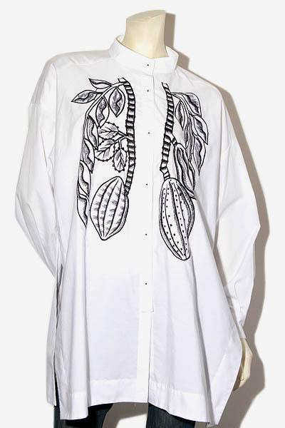 【中古】KOSHINO ヒロココシノ MANGO柄エンブロイダリーシャツブラウス 38 WHITE ホワイト RHBFS-44660 /◆☆