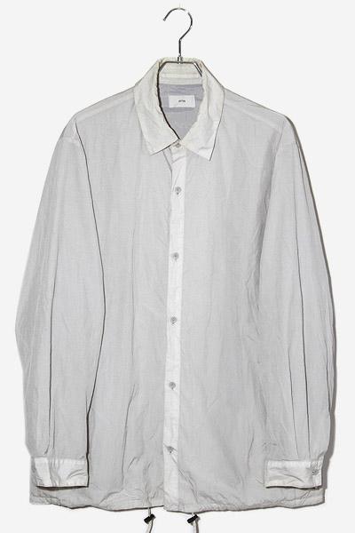 【中古】ATON エイトン HAND DYED NYLON SHIRT JACKET ナイロン シャツ ジャケット 4 GRAY グレー JKAGSW0704 /◆
