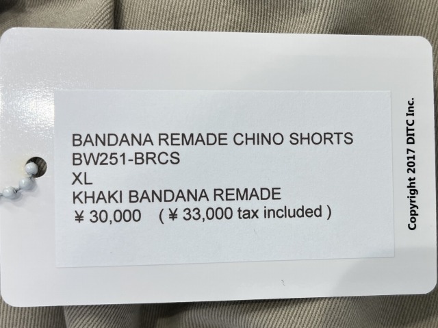 中古】未使用品 XL BOW WOW バウワウ BANDANA REMADE CHINO SHORTS