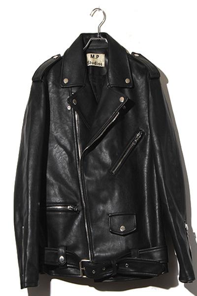 【中古】MP Studios エムピーストゥディオ ダブルライダースジャケット 01 BLACK ブラック /◆ メンズ