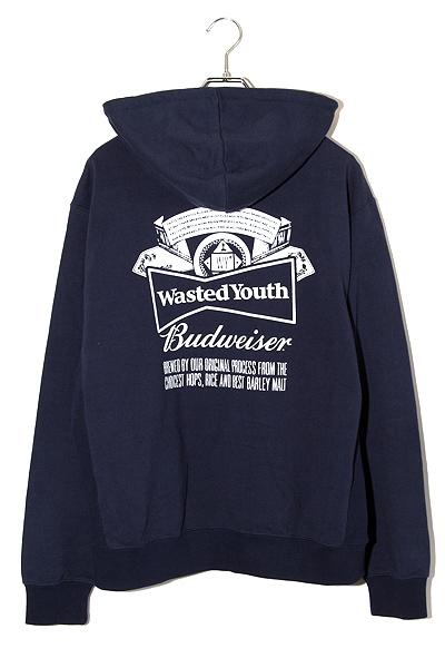 【中古】2023AW Wasted youth × Budweiser ウェイステッドユース バドワイザー Hoodie プルオーバー パーカー M