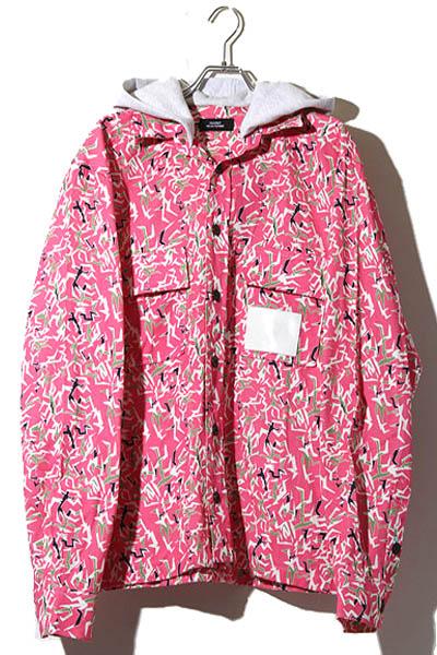 【中古】PACCBET ラスベート グラフィックデザイン 総柄 フードドッキング シャツジャケット M PINK ピンク
