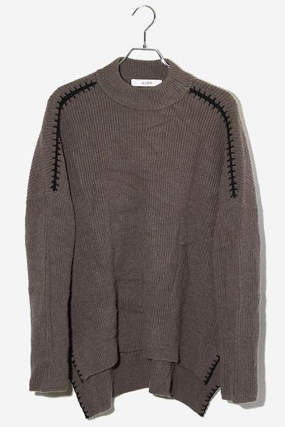 【中古】Ujoh ウジョー アルパカ混 ステッチ ニット セーター 2 MOCHA モカ U783-K02-106 /◆ メンズ