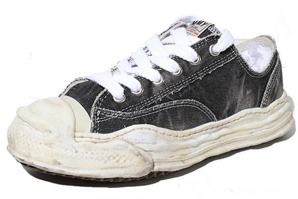 【中古】27.5cm Maison MIHARA YASUHIRO  ハンク OG ブリーチウォシュ デニムキャンバス ロートップ スニーカー