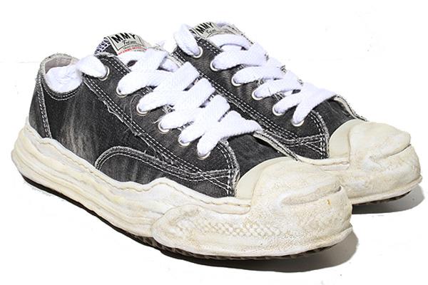 【中古】27.5cm Maison MIHARA YASUHIRO  ハンク OG ブリーチウォシュ デニムキャンバス ロートップ スニーカー