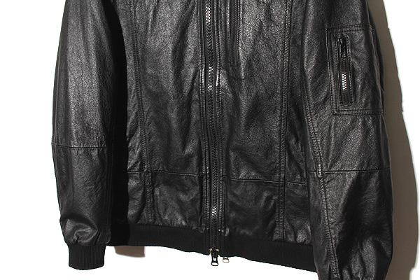 【中古】yoused ユーズド G.F.Military Leather JKT GFミリタリー レザー リブジャケット ブルゾン 2 BLACK ブラック