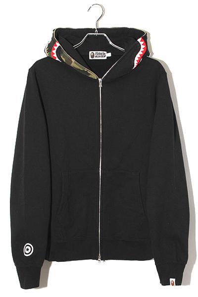 【中古】A BATHING APE アベイシングエイプ 1ST SHARK FULL ZIP HOODIE シャーク フルジップ フーディー L ブラック