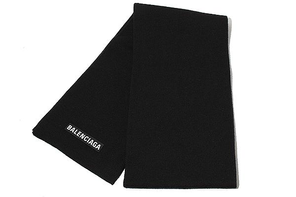 【中古】未使用品 BALENCIAGA バレンシアガ Patch Scarf パッチ スカーフ マフラー BLACK ブラック 822860 イタリア製