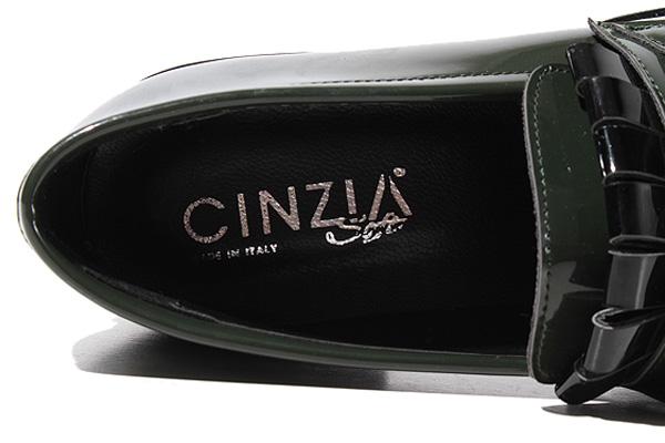 【中古】22〜22.5cm CINZIA ARAIA LEATHER FRINGE DETAIL LOAFER 35 khaki カーキ /◆ レディース