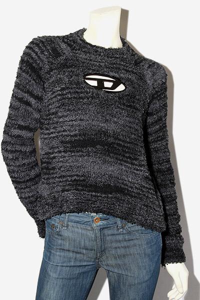 【中古】DIESEL ディーゼル Oval D M-Kyra ロゴプレート プルオーバーニット セーター XS グレー A11161-0BMAG /◆☆
