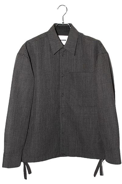 【中古】JIL SANDER ジルサンダー Wool Drawstring Overshirt ウール ドローストリング オーバーシャツ 44 J22BN0243