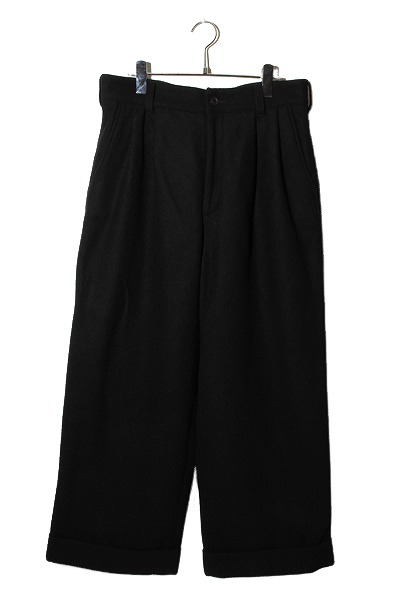 【中古】GroundY グラウンドワイ ヨウジヤマモト 未使用品 WOOL WIDE PANTS 3 BLACK ブラック GJ-P08-1025-2 /●