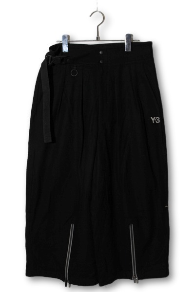 【中古】Y-3 M CH1 WOOL FLANNEL CROPPED PANTS ウールフランネル クロップドパンツ S BLACK ブラック GK4392 /●