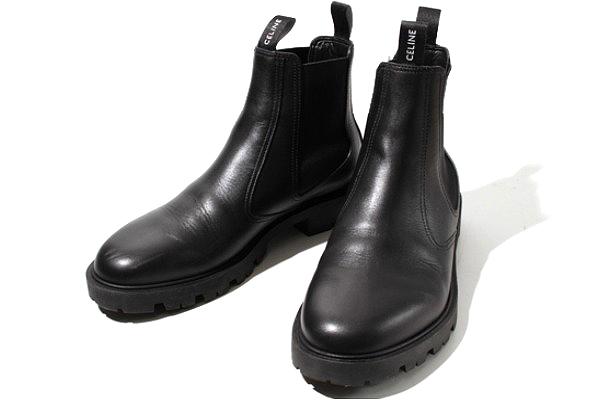 【中古】CELINE マーガレット チェルシーブーツ カーフスキン サイドゴアブーツ 43 BLACK ブラック BF1202 イタリア製