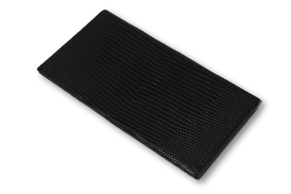 メンズ T.MBHえくぼなし 葉合わせ リザードレザー 札入れ 長財布 BLACK