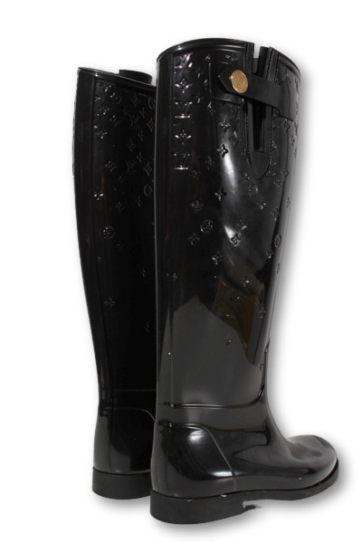 【中古】24.5cm LOUIS VUITTON ヴェルニドロップスライン ラバー モノグラム ショートブーツ レインシューズ 38_1